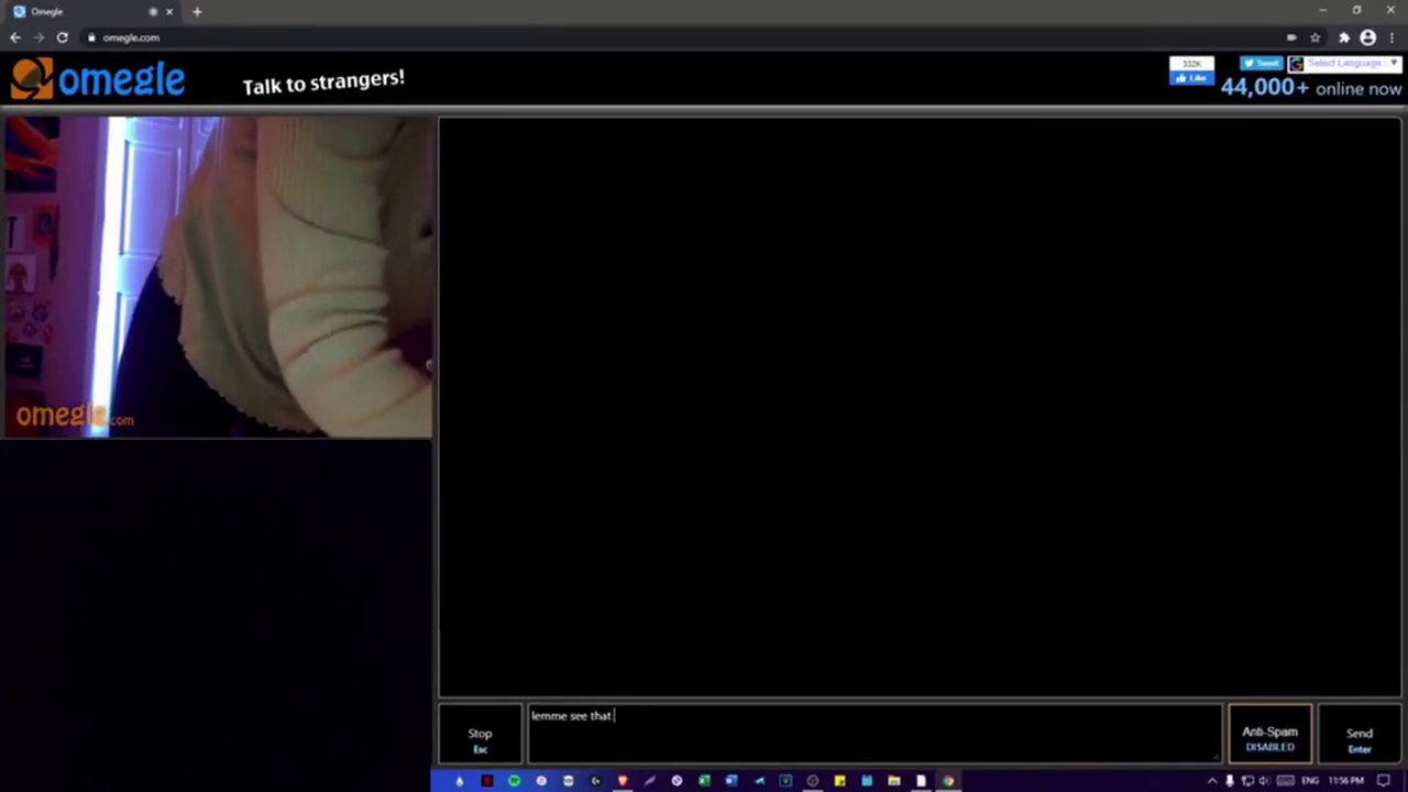 Omegle: bitch begs for cum