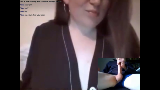 [Omegle] Busty & Cum-Hungry Teen Watches Him Cum